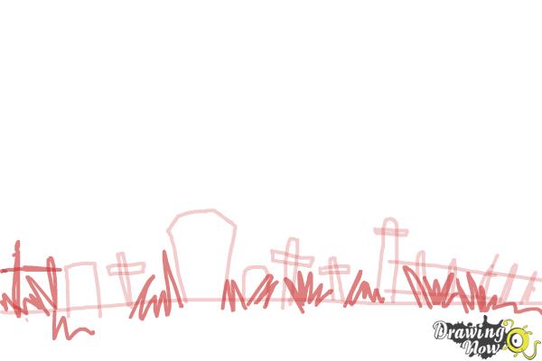 How to Draw a Cemetery - Step 6