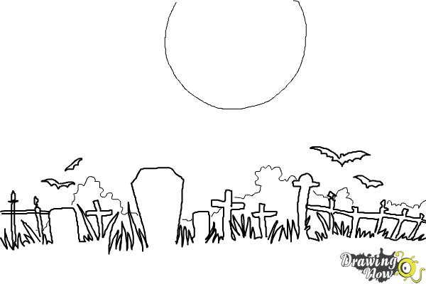 Spooky graveyard illustration Black and White Stock Photos  Images  Alamy