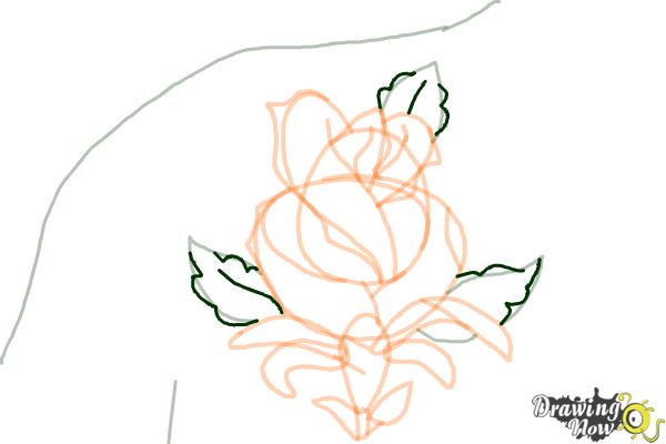 How to Draw a Rose Tattoo - Step 12