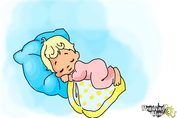 How to Draw a Sleeping Baby - Step 12