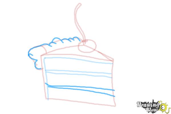 How to Draw a Slice Of Cake - Step 6