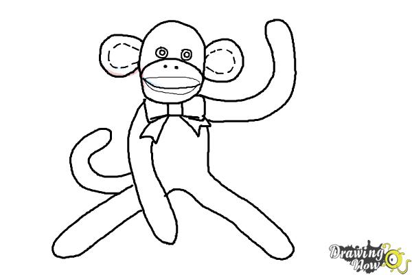 How to Draw a Sock Monkey - Step 13 How to Draw a Sock Monkey - Step 13