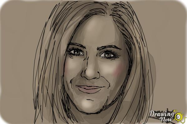 How to Draw Jennifer Aniston - Step 10