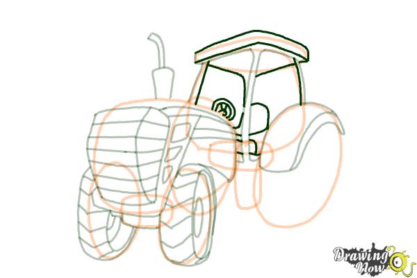 How to Draw a Tractor - Step 14
