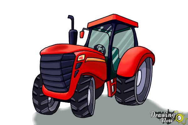 How to Draw a Tractor - Step 17
