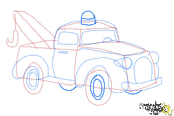 How to Draw a Tow Truck - Step 12