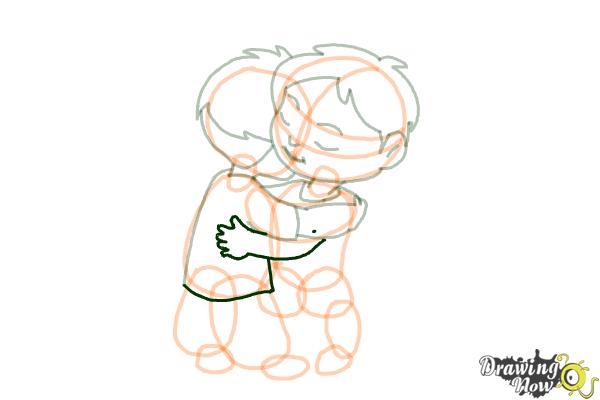 How to Draw Two People Hugging - Step 14
