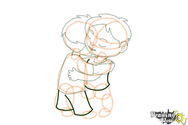 How to Draw Two People Hugging - Step 15