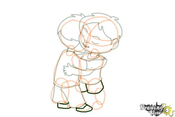 How to Draw Two People Hugging - Step 16