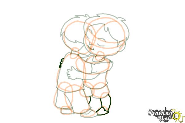 How to Draw Two People Hugging - Step 17