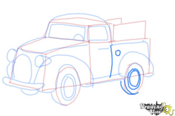 How to Draw a Pickup Truck - Step 11