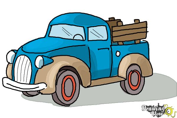 How to Draw a Pickup Truck - Step 14