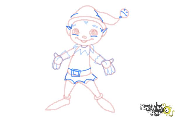 How to Draw a Christmas Elf - Step 11