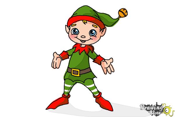 How to Draw a Christmas Elf - Step 13