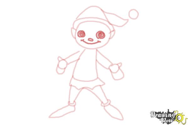 How to Draw a Christmas Elf - Step 9