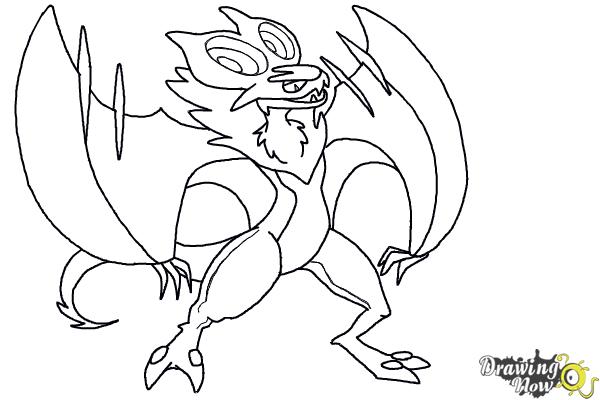 How to Draw Noivern from Pokemon X And Y - Step 9 How to Draw Noivern from Pokemon X And Y - Step 9