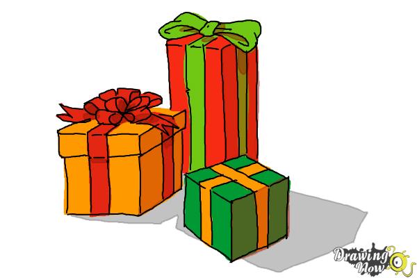 How to Draw Christmas Presents - DrawingNow