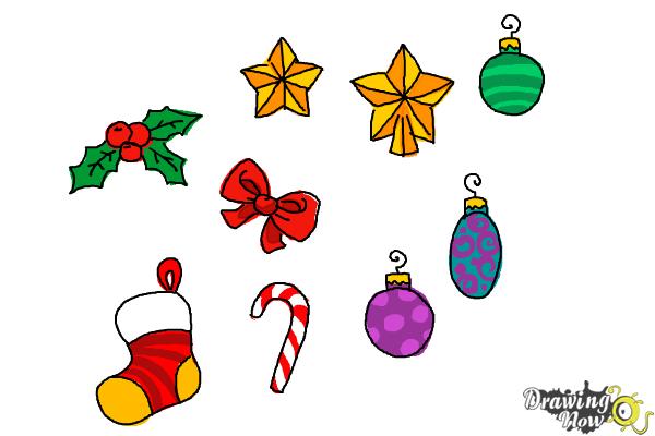 How to Draw Christmas Decorations - Step 12