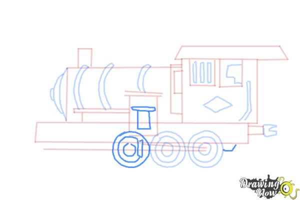 How to Draw a Steam Train - Step 12