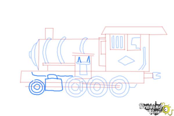 How to Draw a Steam Train - Step 13