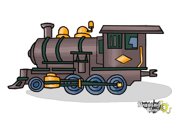 How to Draw a Steam Train - Step 16