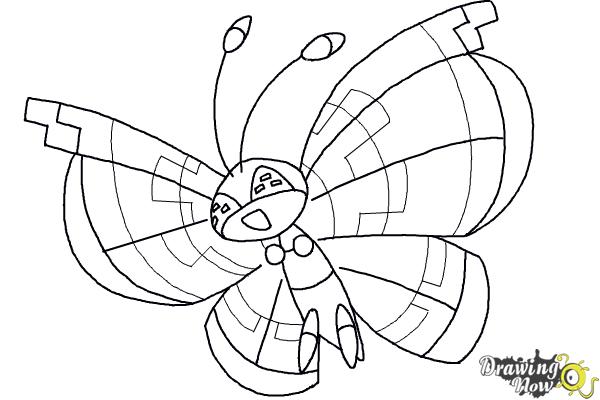 How to Draw Vivillon from Pokemon X And Y - Step 8