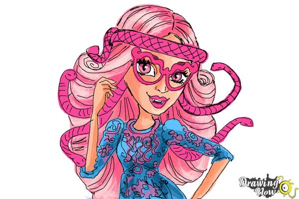 How to Draw Viperine Gorgon from Monster High - Step 15