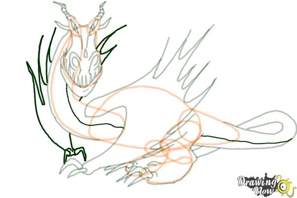 How to Draw a Monstrous Nightmare Dragon from How to Train Your Dragon - Step 16