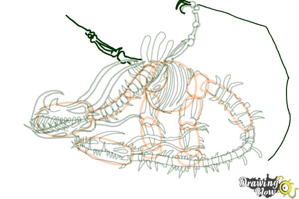 How to Draw a Boneknapper Dragon from How to Train Your Dragon - Step 22