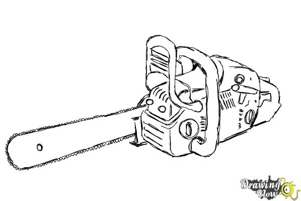 How to Draw a Chainsaw - Step 11 How to Draw a Chainsaw - Step 11