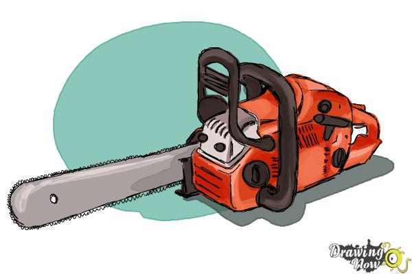 How to Draw a Chainsaw - Step 12 How to Draw a Chainsaw - Step 12