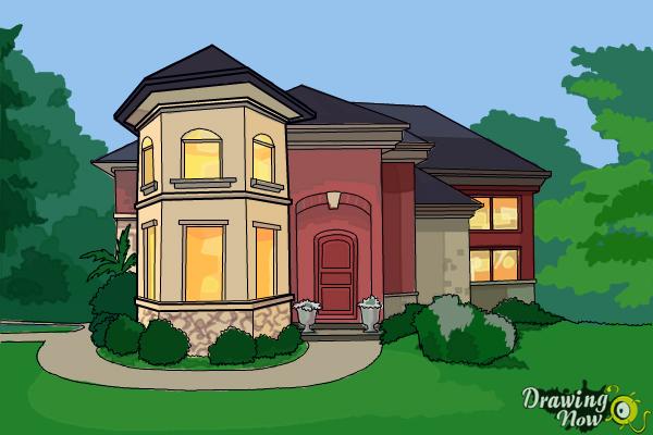 Simple Dream House Drawing With Color - bmp-review