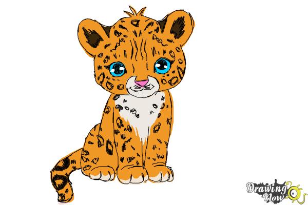 How to Draw a Cartoon Cheetah - Step 14