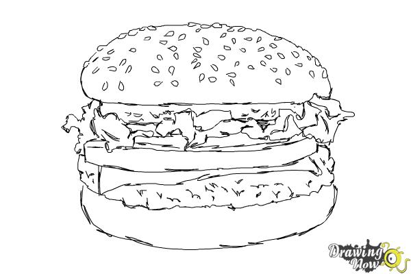 How to Draw a Burger - Step 10