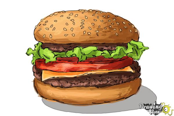 How to Draw a Burger - Step 11