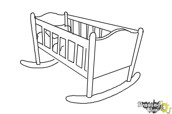 How Draw a Crib  DrawingNow