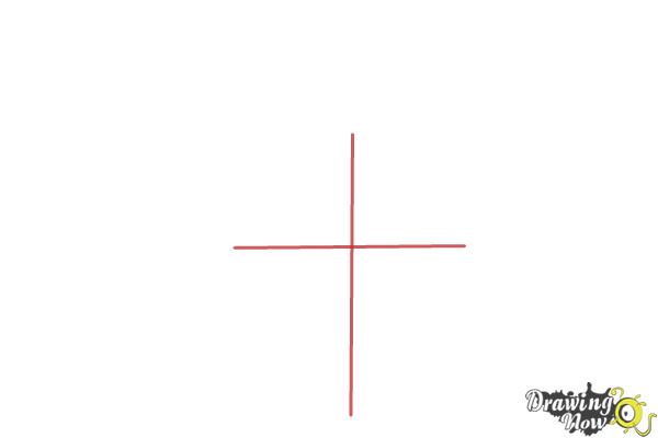 How to Draw a Cross With Wings - Step 1