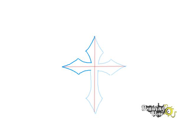 How to Draw a Cross With Wings - Step 4