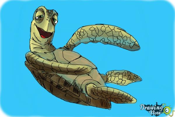 How to Draw Crush from Finding Nemo - DrawingNow