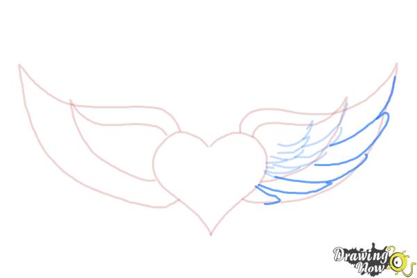 How to Draw a Broken Heart With Wings - Step 5