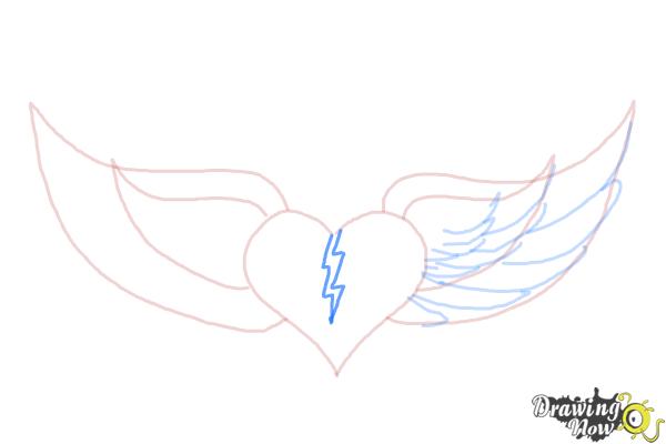 How to Draw a Broken Heart With Wings - Step 6