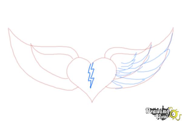 How to Draw a Broken Heart With Wings - Step 6