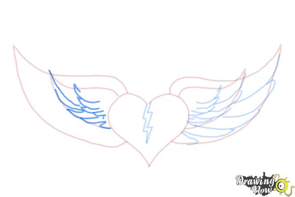 How to Draw a Broken Heart With Wings - Step 7