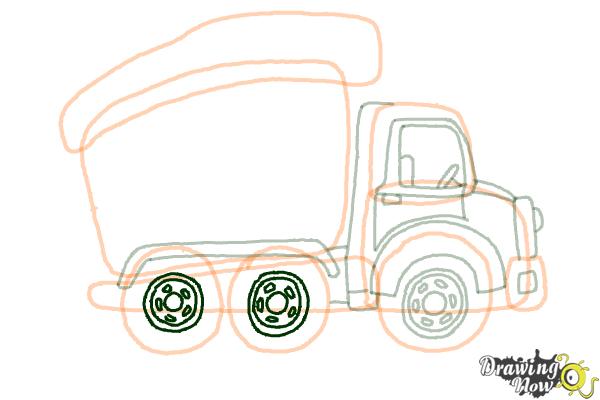 How to Draw a Dump Truck - Step 10