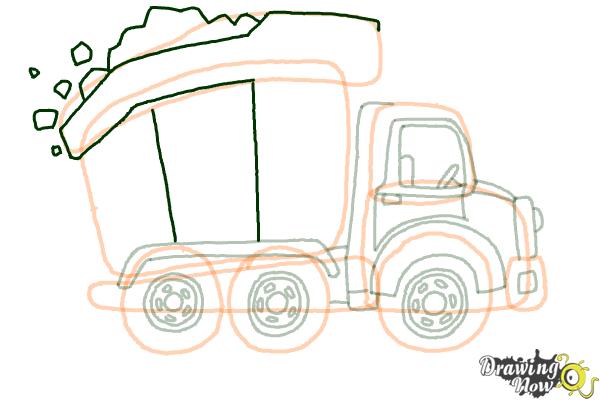 How to Draw a Dump Truck - Step 11