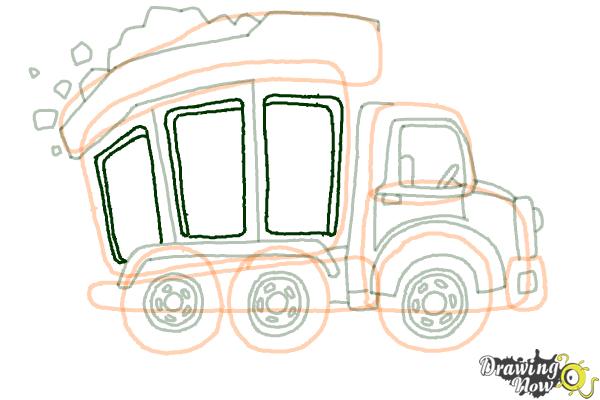 How to Draw a Dump Truck - Step 12