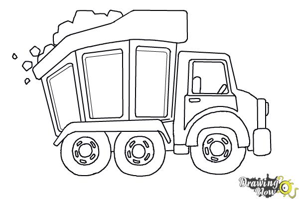How to Draw a Dump Truck - Step 13