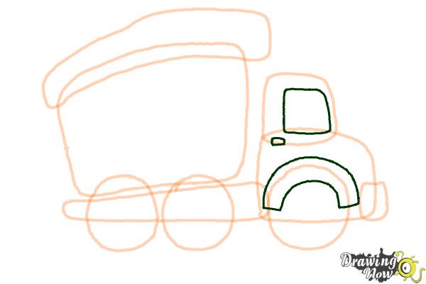 How to Draw a Dump Truck - Step 6