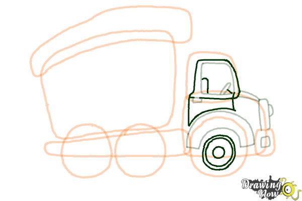 How to Draw a Dump Truck - Step 8