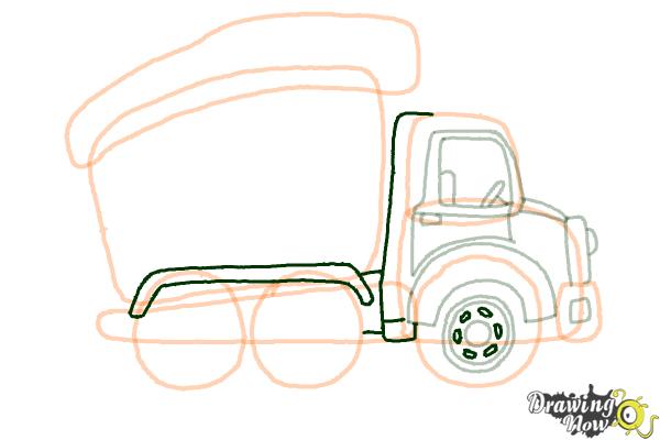 How to Draw a Dump Truck - Step 9